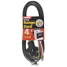 4Ft 6/2 & 8/2 50 Amp Black 4-Wire Range Cord